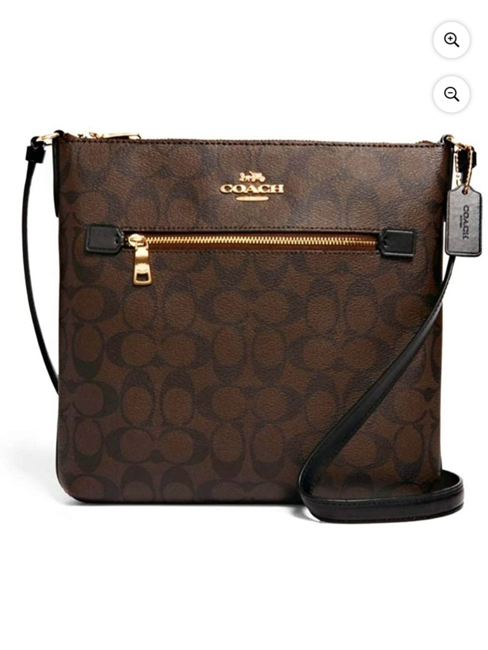 Coach Brown Black Signature Crossbody File Bag